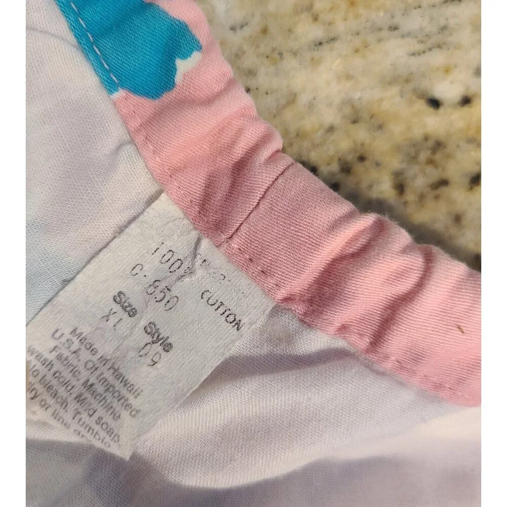 Vintage Men's Size XL Hawaiian Style Honolulu Pink Blue Shorts 36x7 Drawstring - Picture 10 of 13